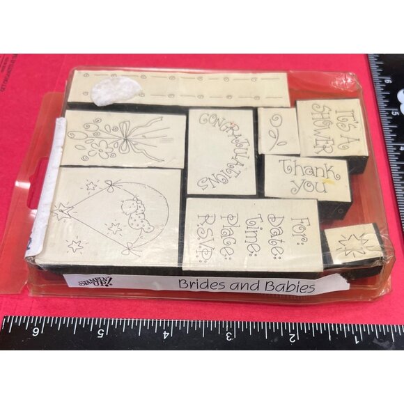 VINTAGE 9 Pc Foam Mounted Rubber Stamp set Brides and Babies 1994 By Stampin Up - Picture 2 of 6